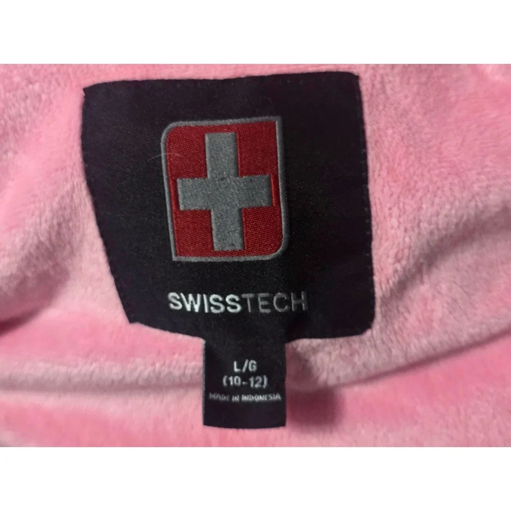 Swiss Tech Girls Pink Purple Ombre Puffer Jacket Hooded Winter Coat Size L 10-12